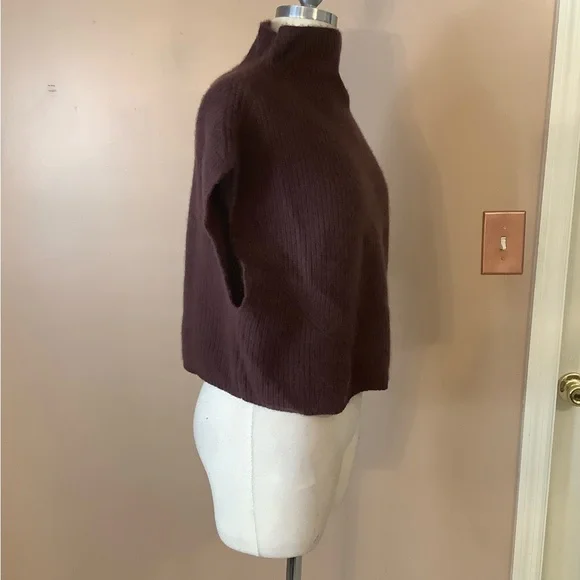 Anthropologie The Enzo Cashmere Poncho Sweater Vest XS Petite Chocolate Brown - Picture 6 of 13
